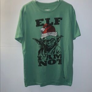Yoda Christmas Green Graphic T-Shirt  22 inch armpit to armpit.  28 inch long
